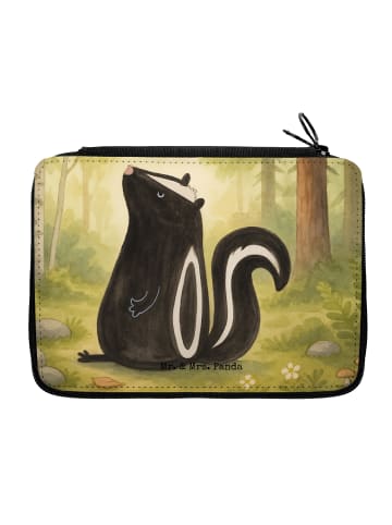 Mr. & Mrs. Panda Mäppchen Stinktier Sitzen Design ohne Spruch in Weiß