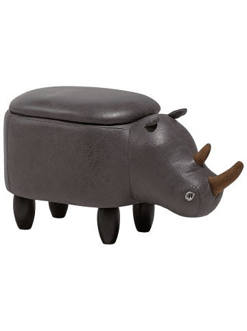 Beliani Tierhocker RHINO in Grau/Braun - (W) 60 x (H) 35 x (L) 32 cm