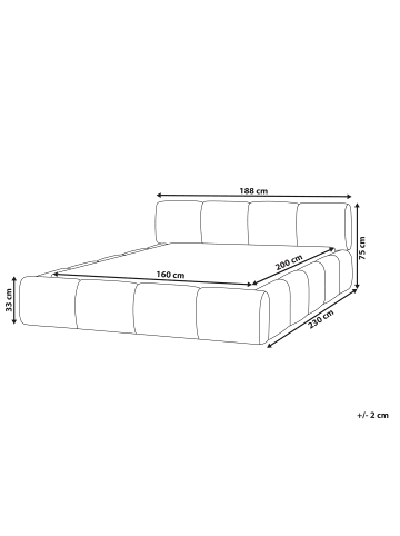Beliani Doppelbett ORVILLE in Weiß - (W) 188 x (H) 75 x (L) 230 cm