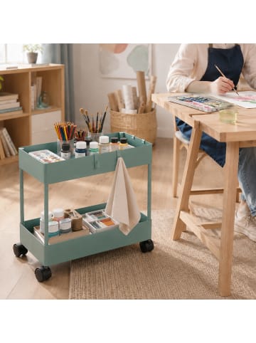 relaxdays Rollwagen in Dunkelgrün - (B)39,5 x (H)38 x (T)21,5 cm