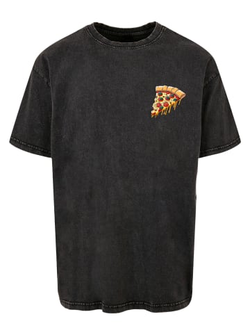 Merchcode Merchcode Herren Pizza Comic Acid Washed Oversized Tee in black