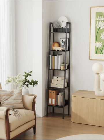 VASAGLE Bücherregal Barnet in Schwarz - (B)33.8 x (H)170 x (T)30 cm