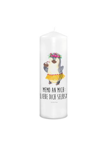 Mr. & Mrs. Panda Adventskerze Pinguin Kokosnuss mit Spruch in Weiß