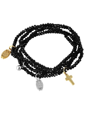 Adeliás Damen Armband aus Edelstahl 16 cm in schwarz