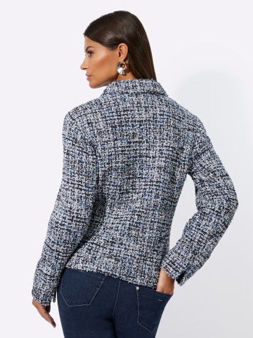 creation L Bouclé-Blazer in mittelblau-royalblau-gemustert