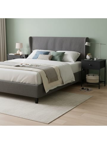 relaxdays 2 x Nachttisch in Schwarz - (B)40 x (H)55 x (T)30 cm