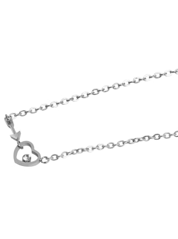 Adeliás Damen Halskette mit Anhänger – Herz aus Edelstahl in silber