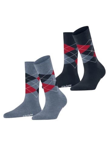 Burlington Socken 2er Pack in Grau/Blau/Rot