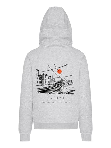 F4NT4STIC Hoodie Escape Discover the World Town Train Station in grau meliert