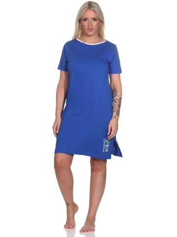 NORMANN kurzarm Nachthemd Kaktus - 79407 in blau