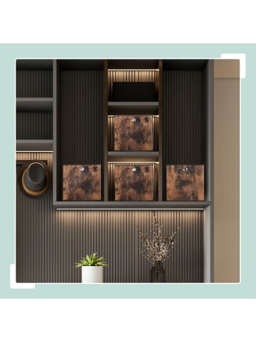 relaxdays 6 x Aufbewahrungsbox in Schwarz/ Braun - (B)30 x (H)30 x (T)30 cm