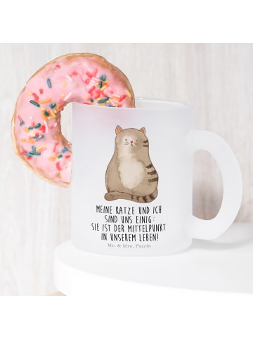 Mr. & Mrs. Panda Trinkbecher Katze Sitzen mit Spruch in Transparent