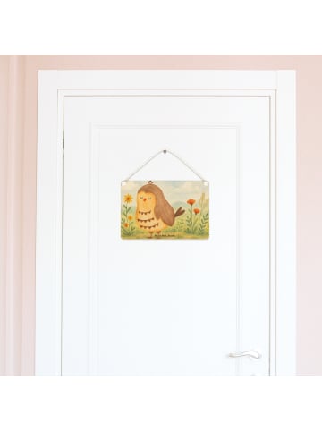 Mr. & Mrs. Panda Schild Eule Zufrieden Design ohne Spruch in Weiß