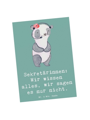 Mr. & Mrs. Panda Postkarte Sekretärin Geheimnisträgerin mit Spruch in Meeresbrise