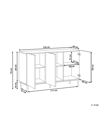Beliani Sideboard BLYTHE in Schwarz/Braun - (W) 120 x (H) 76 x (L) 40 cm