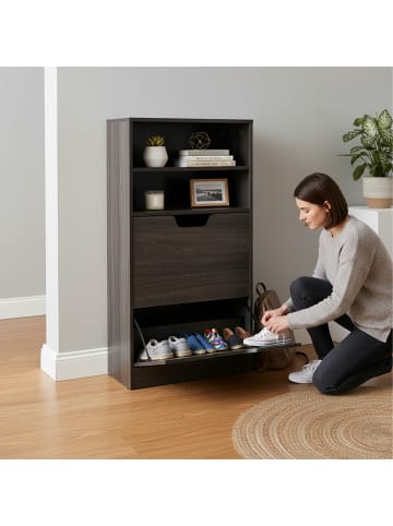 relaxdays Schuhschrank in Grau - (B)80 x (H)102 x (T)24 cm