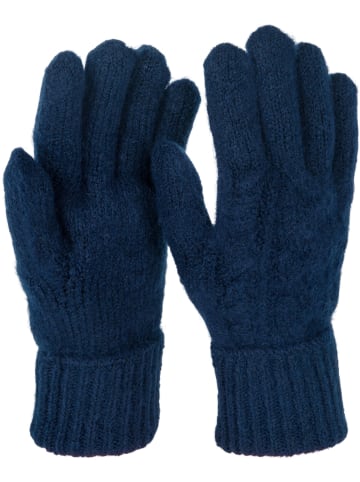 styleBREAKER Strickhandschuhe mit Zopfmuster in Dunkelblau