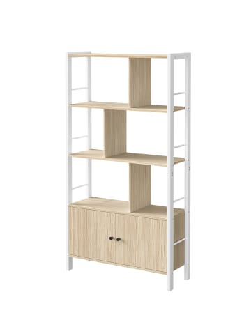 VASAGLE Standregal Barnet in Beige-Weiß - (B)74 x (H)154.5 x (T)30 cm