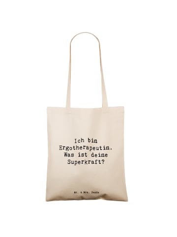 Mr. & Mrs. Panda Schultertasche Spruch Super Ergotherapeutin mit... in Creme
