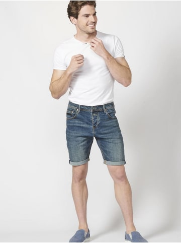KOROSHI DENIM TAPERED FIT SHORTS in blau
