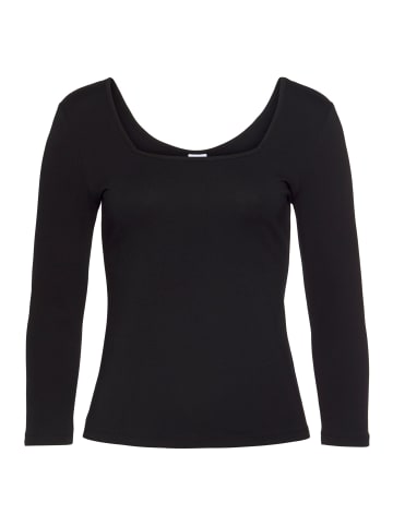 LASCANA Langarmshirt in schwarz