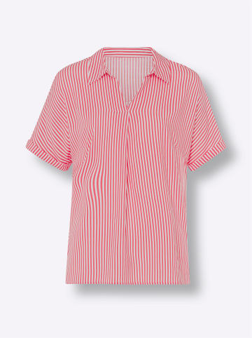 Sieh an! Schlupfbluse in grapefruit-weiß-gestreift