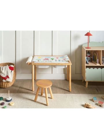 Beliani 2-tlg Kindertisch und Stuhlset KEMPSEY in Braun/Weiß