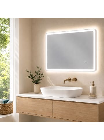 relaxdays Badspiegel "Touch" - (B)60 x (H)40 x (T)3 cm