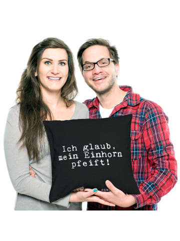 Mr. & Mrs. Panda Kopfkissen Ich glaub, mein Einhorn... mit Spruch in Schwarz