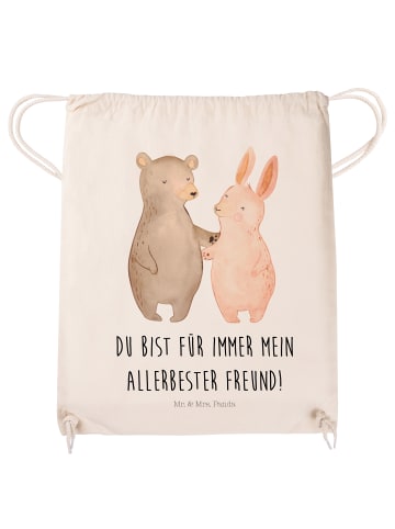 Mr. & Mrs. Panda Jutebeutel Bär und Hase Umarmen mit Spruch in Creme