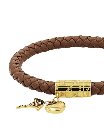 JOOP! Armband Edelstahl, IP gold, Leder in braun