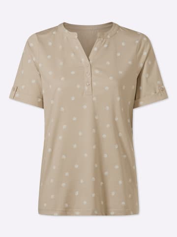 Sieh an! Kurzarm-Shirt in beige-ecru-bedruckt