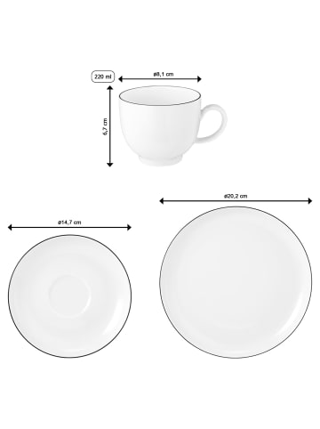 Seltmann Weiden 18er Set Kaffeeservice rund Lido Black Line in schwarz-weiß