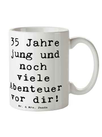 Mr. & Mrs. Panda Becher Spruch 35. Geburtstag Abenteuer mit Spruch in Weiß
