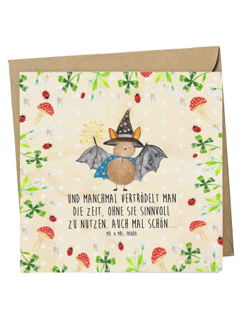 Mr. & Mrs. Panda Grußkarte Fledermaus Zauberer mit Spruch in Naturpapier