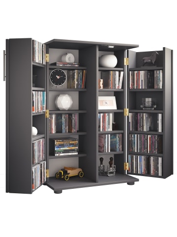 VCM  Holz Schrank CD DVD Regal abschließbar Engalo XL in Anthrazit