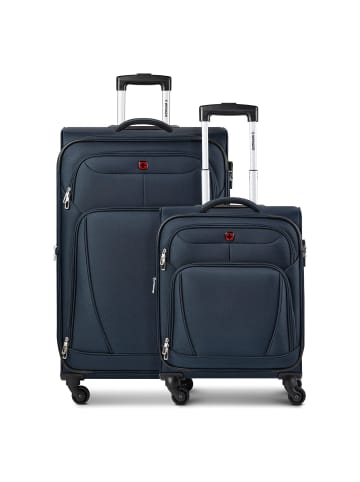 Wenger Beaumont 4 Rollen Kofferset 2-teilig mit Dehnfalte in navy
