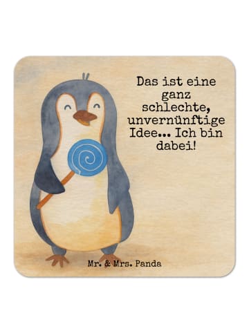 Mr. & Mrs. Panda Bierdeckel Pinguin Lolli Design mit Spruch in Weiß