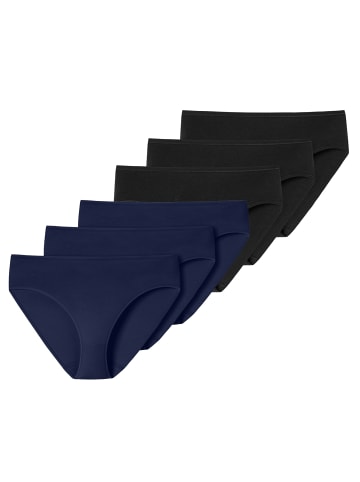 Schiesser Slip 6er Pack in Schwarz/Dunkelblau