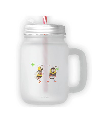 Mr. & Mrs. Panda Trinkglas Mason Jar Hummeln Kleeblatt ohne Spruch in Transparent