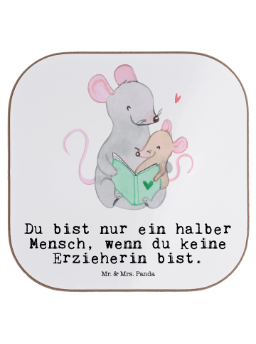 Mr. & Mrs. Panda Untersetzer Erzieherin Herz mit Spruch in Weiß