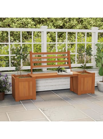 COSTWAY Gartenbank 2-Sitzer & Blumenkasten 172 x 46,5 x 91cm in Braun