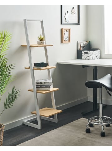 Beliani Bücherregal JOPLIN in Weiß/Braun - (W) 35 x (H) 143 x (L) 33 cm