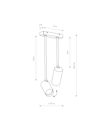 Licht-Erlebnisse Deckenlampe (B)7 x (L)10 x (H)36 cm in Schwarz