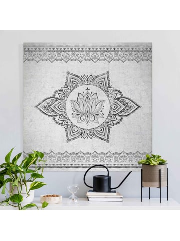 WALLART Leinwandbild - Mandala Lotus Betonoptik in Grau