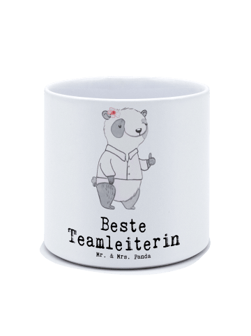 Mr. & Mrs. Panda Blumenkübel Panda Beste Teamleiterin mit Spruch in Weiß