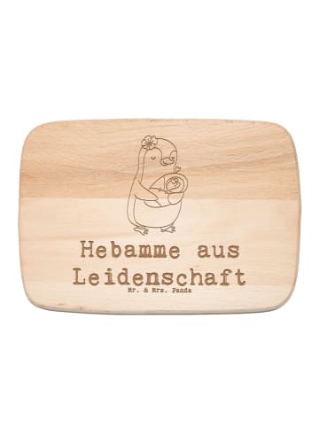Mr. & Mrs. Panda Holz Servierbrett Hebamme Leidenschaft mit Spruch in Transparent