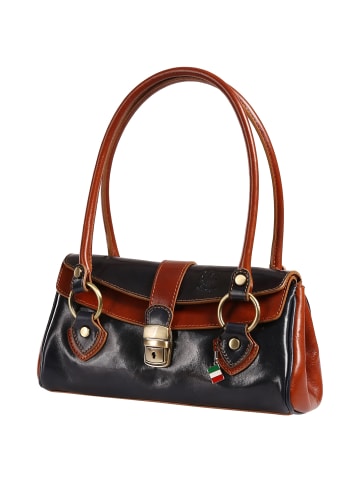Florence Florence Schultertasche Leder dunkelblau, braun ca. 29cm