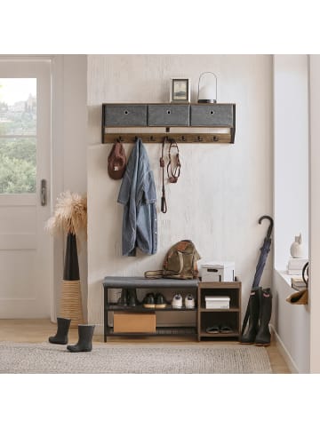 SoBuy Wandgarderobe in Natur und Schwarz - (B)100 x (H)30 x (T)20cm