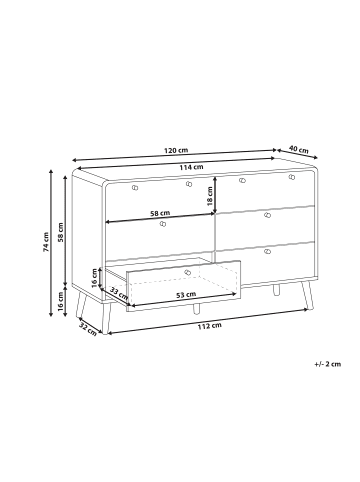 Beliani Kommode MOURA in Schwarz/Braun/Gold - (W) 120 x (H) 74 x (L) 40 cm
